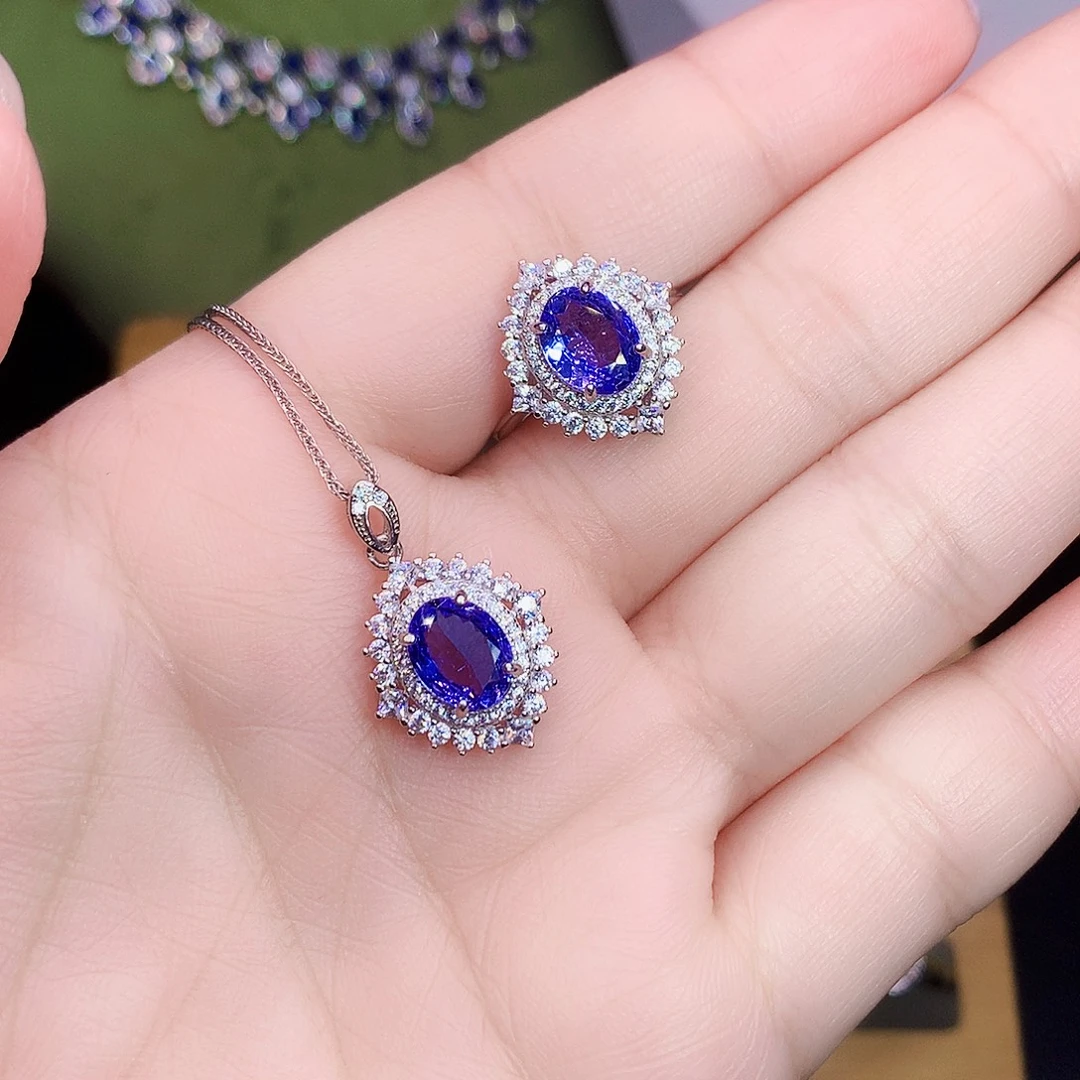 银S925镶嵌套装坦桑石