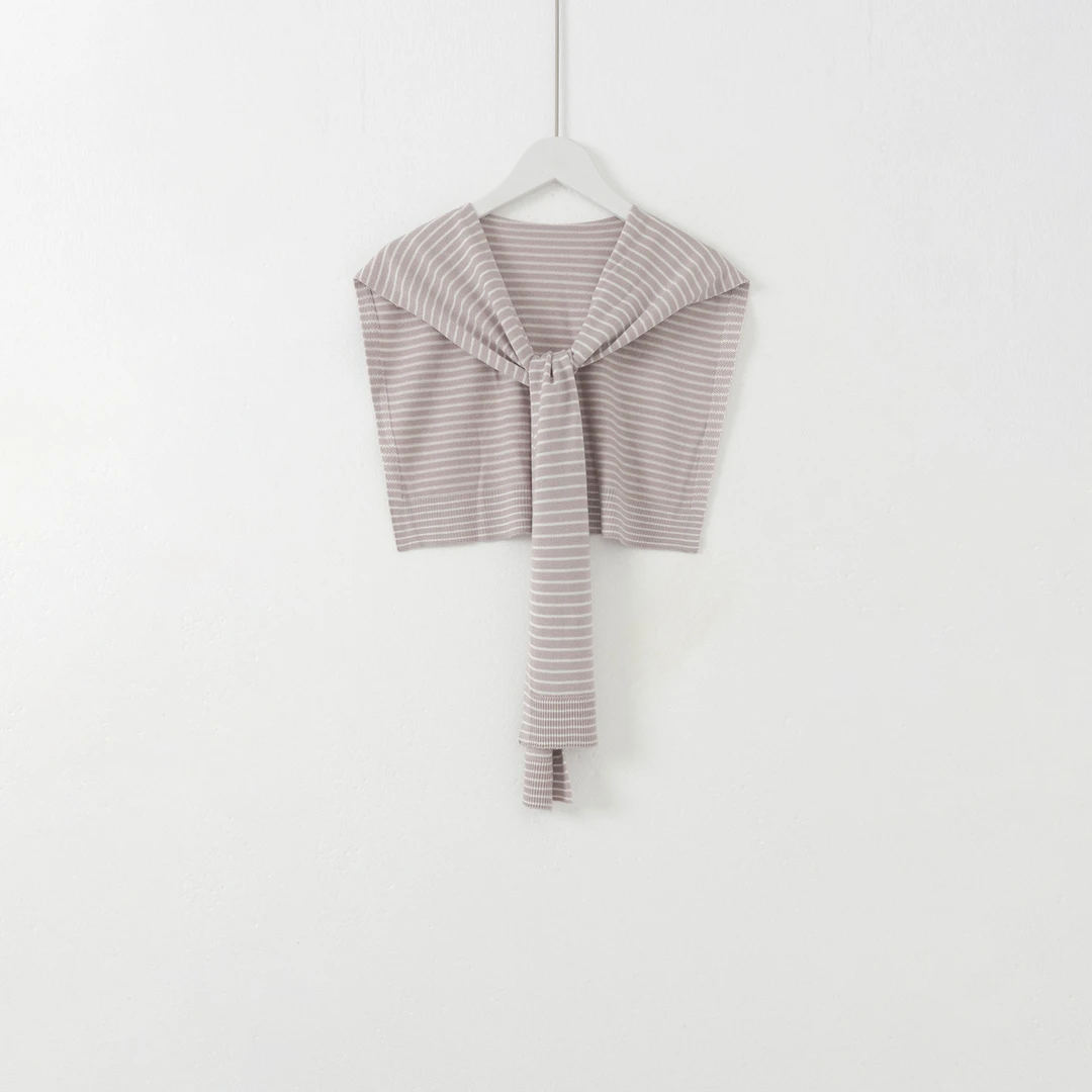 几里与麻 百搭气质条纹叠穿披肩 2031141