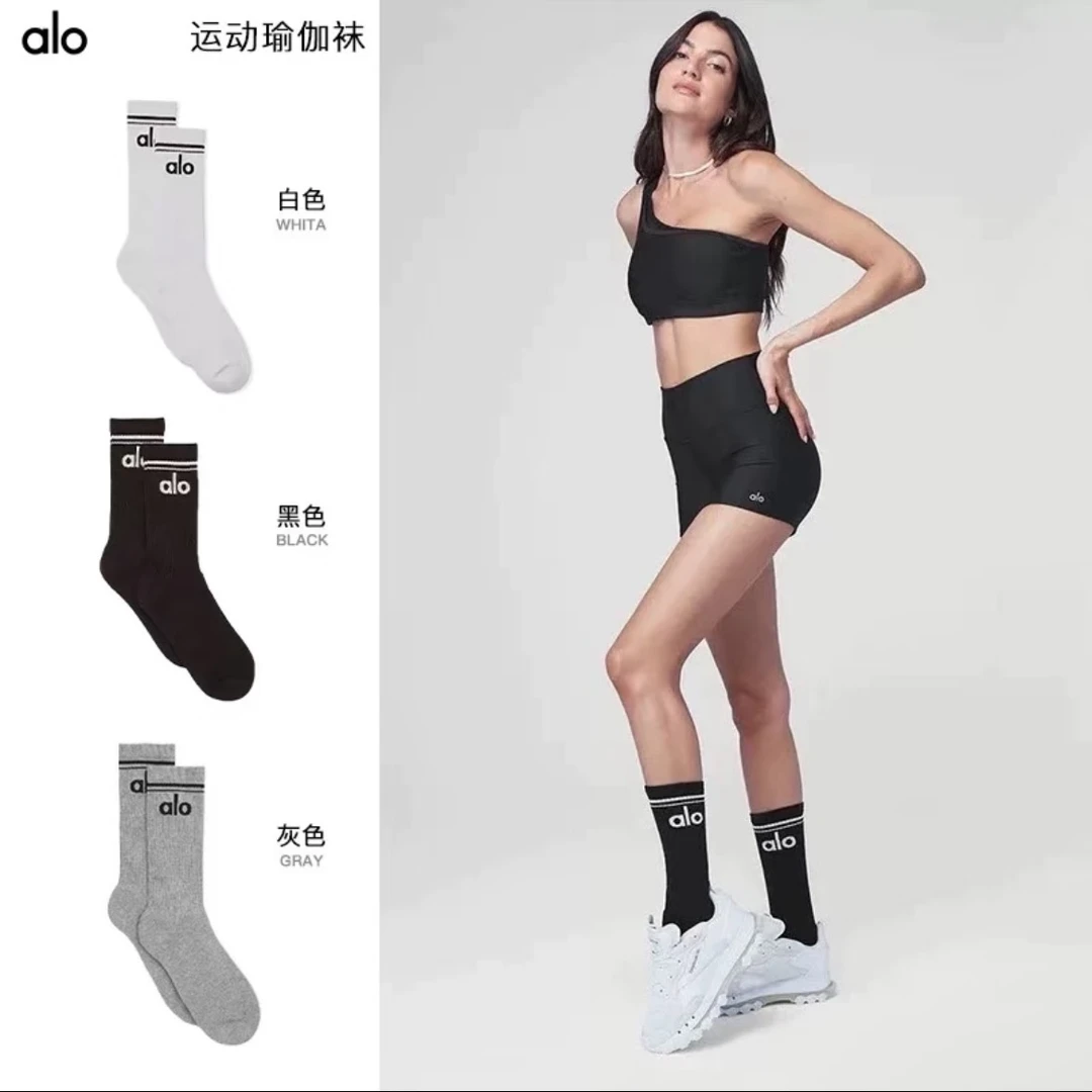 瑜伽袜子夏季中筒袜健身配鲨鱼裤普拉提百搭运动袜颜色随机L55