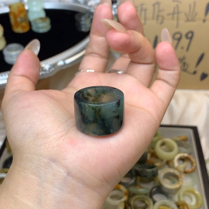 月***初合金蛇纹石玉戒指