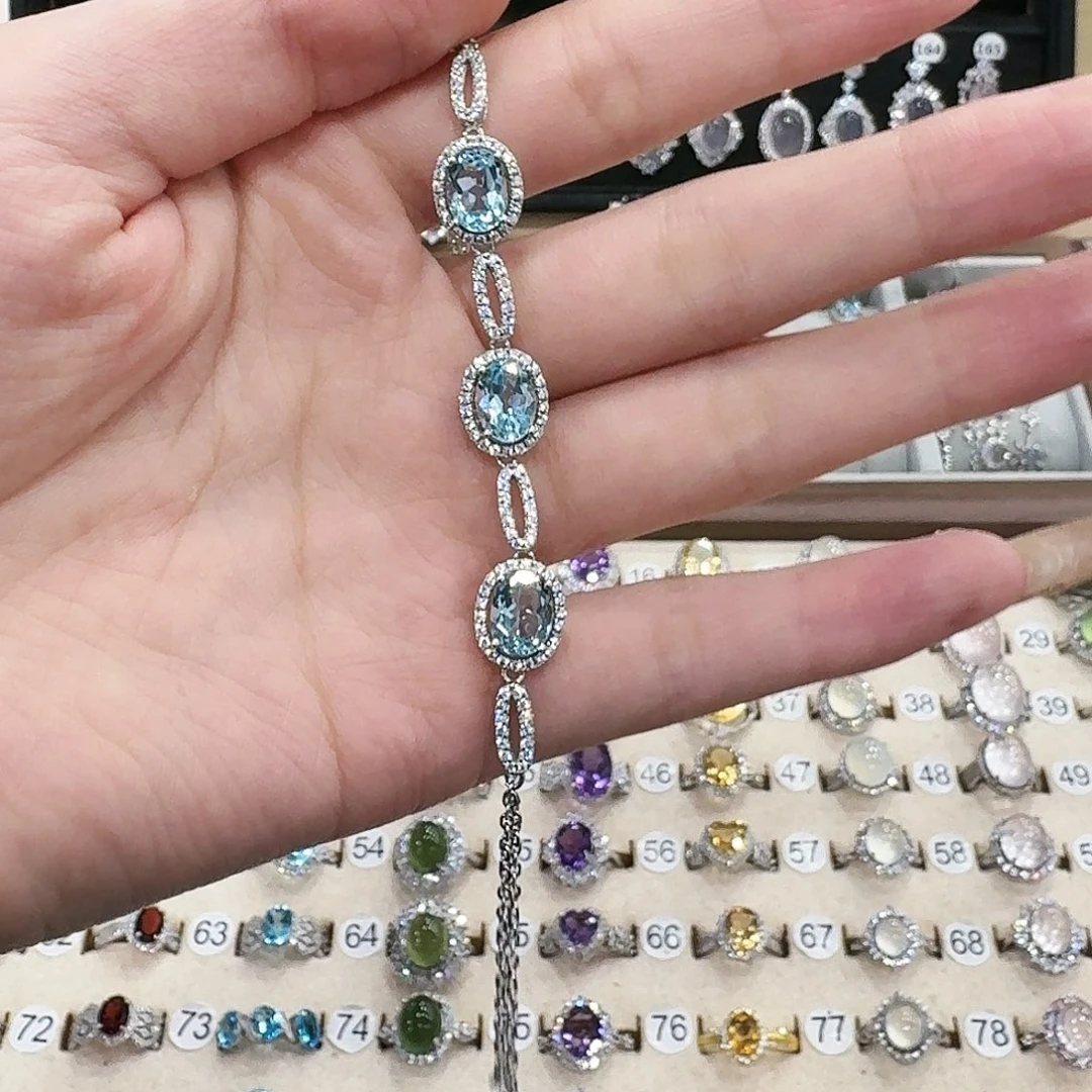 欣***念手链托帕石银S925镶嵌