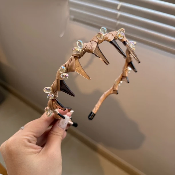 8604香槟色小水滴发箍齿箍