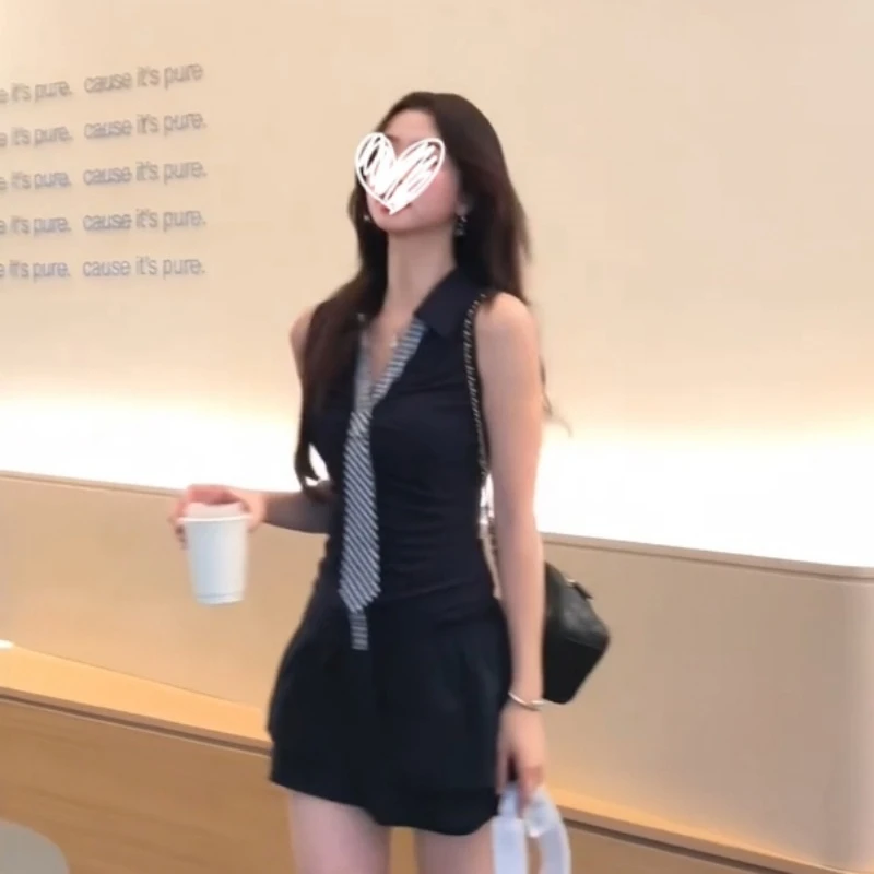 2025夏季新款格纹领带外穿内搭设计感辣妹显瘦百搭背心女上衣