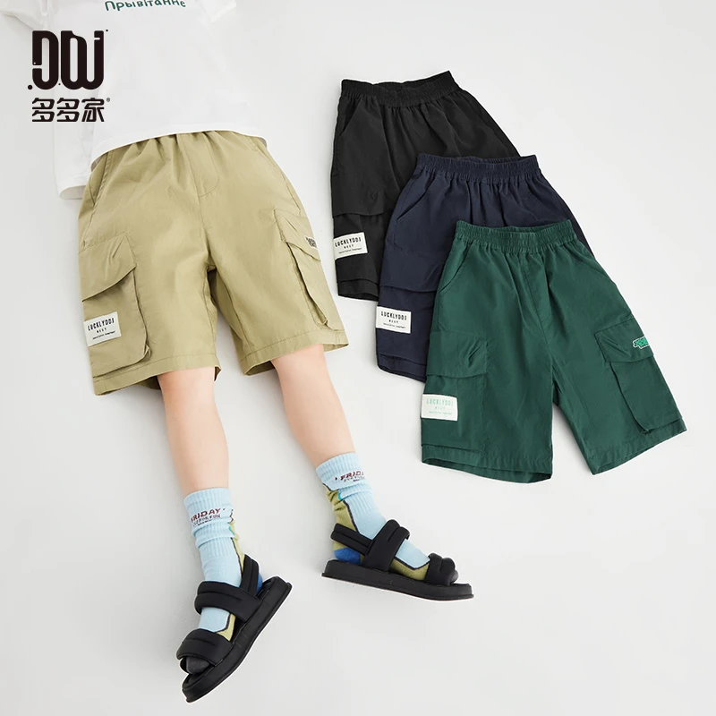 多多家10722【100棉.口袋工装】儿童夏季男童字母印花透气五分短裤