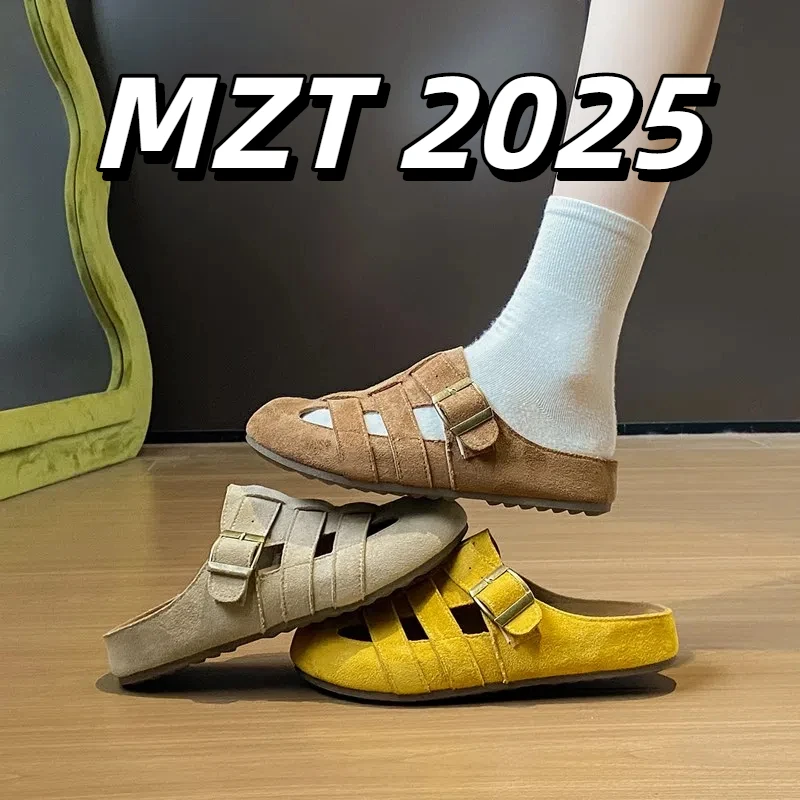 [MZT外贸原单]2025新款复古罗马风穆勒鞋厚底包头凉拖鞋女夏外穿