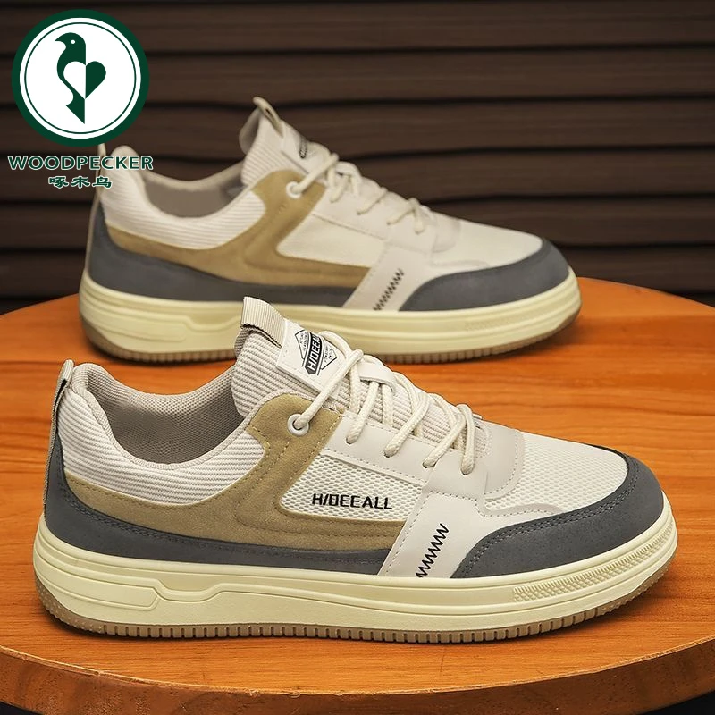 【正品】啄木鸟男鞋夏季2025新款透气港风百搭耐脏网面潮流轻便软底