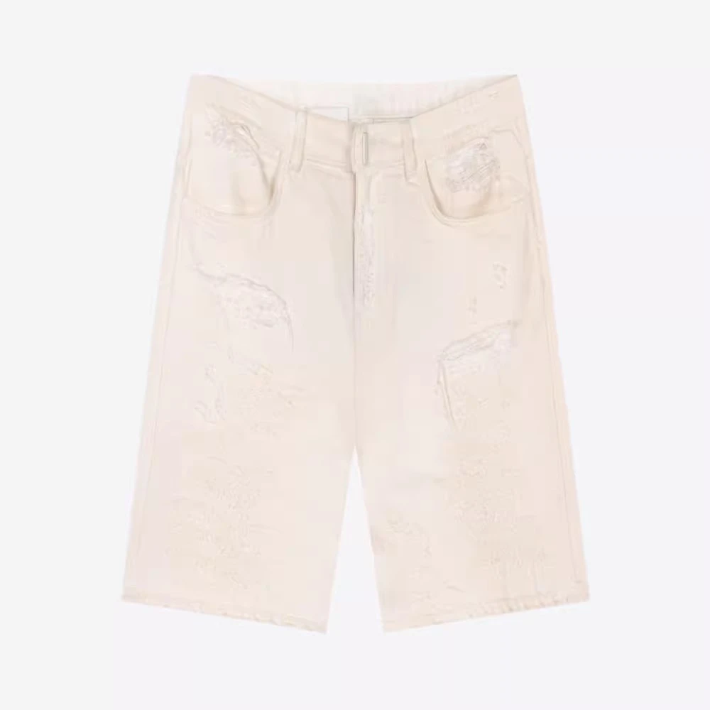 GIVENCHY纪梵希水洗破洞拉链男士休闲5分裤牛仔短裤BM50V350NH100