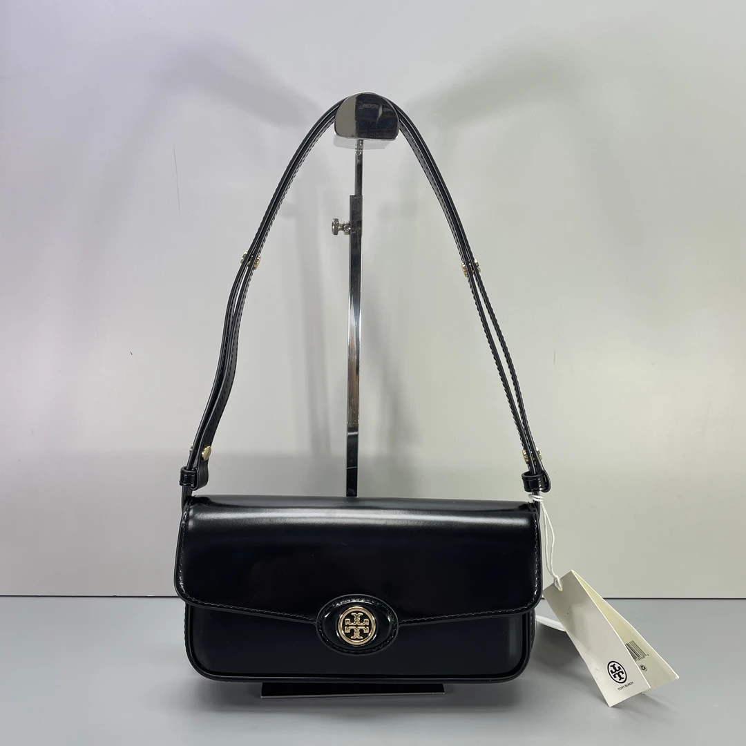 99新 TORY BURCH/汤丽柏琦 媚姐黑色横版豆腐包 24*13*5cmG071704