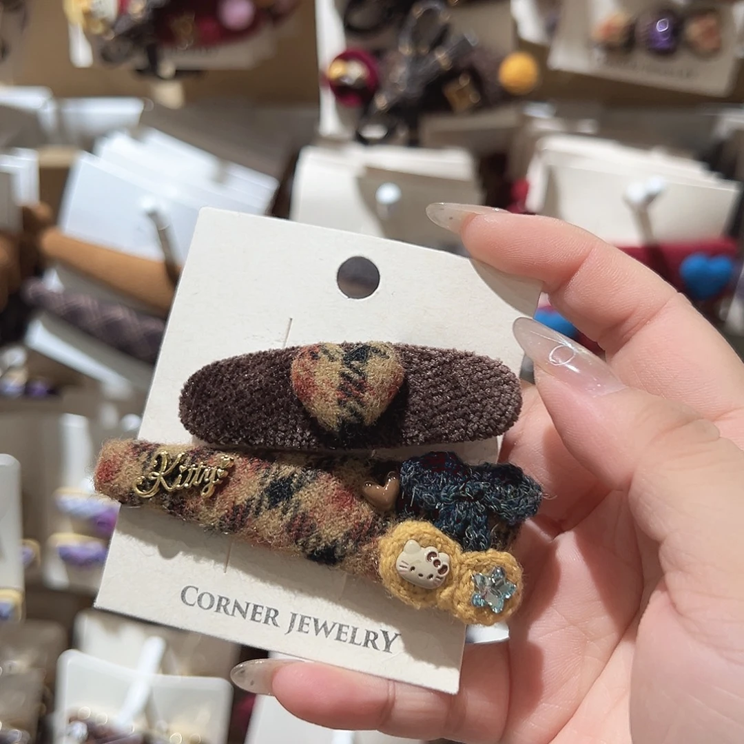 非金属黄色格纹kt樱桃掰掰鸭夹