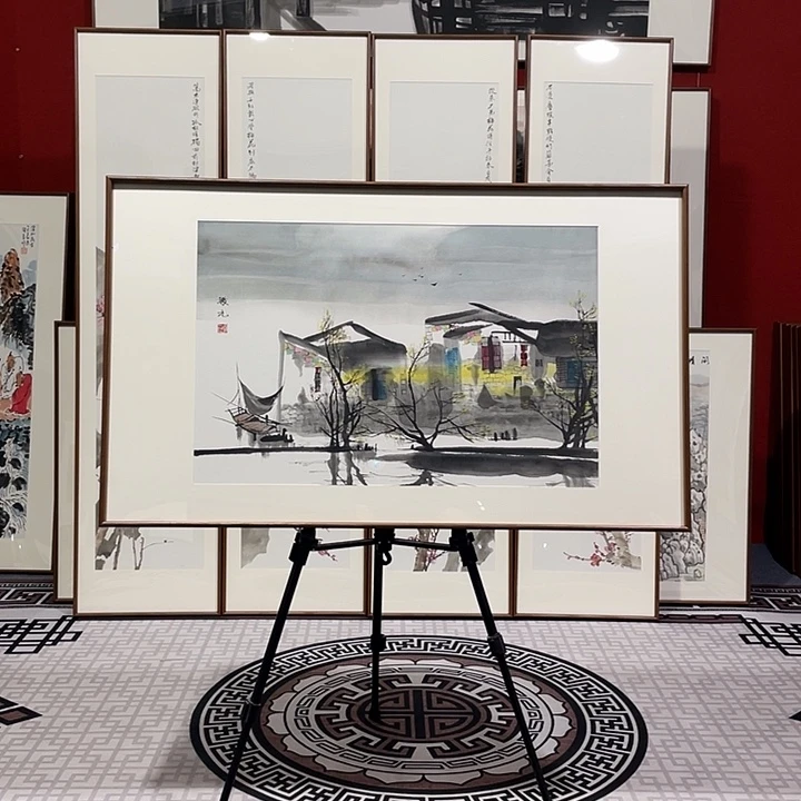 国画手绘作品带框