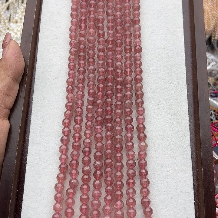 玛瑙/玉髓未镶嵌珠宝半成品一条6mm草莓晶