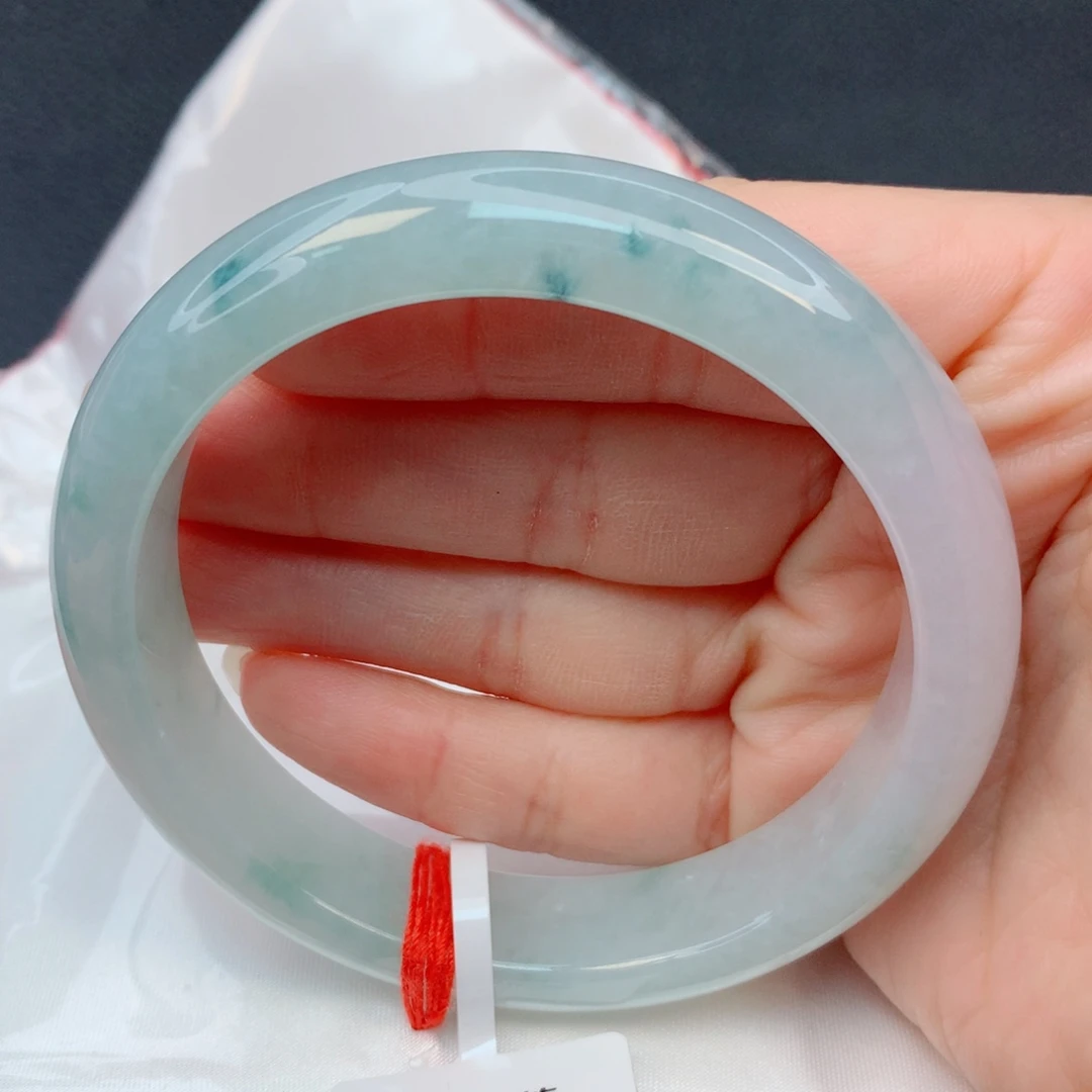 翡翠未镶嵌手镯57-58糯冰飘花