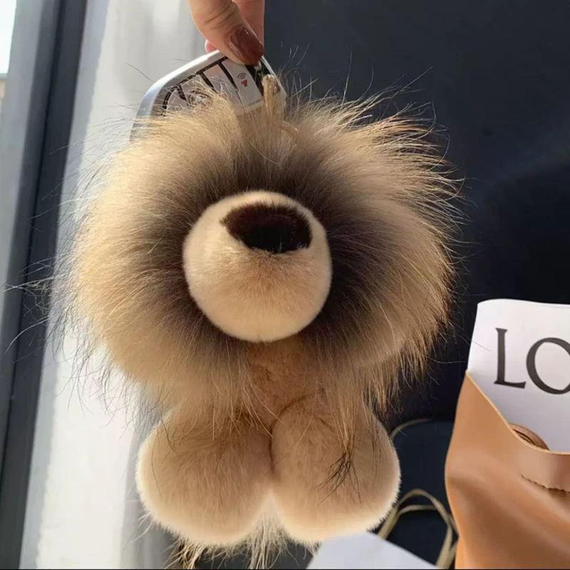 WEI 小狮子 渐变貉子毛蓬松毛毛挂件 24AWW6712