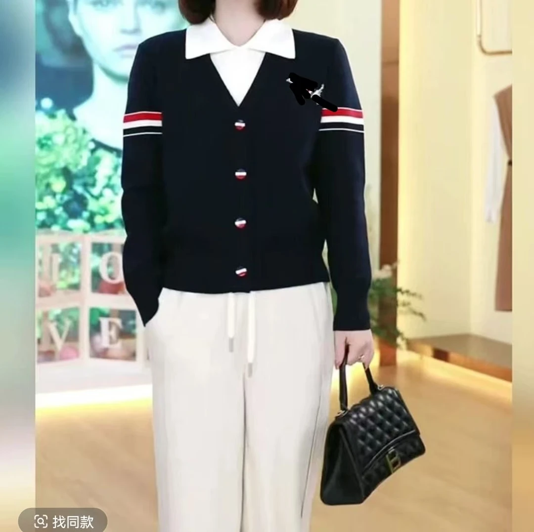 女针织毛针织衫复古系时尚毛衣针织衫带针织开衫打底