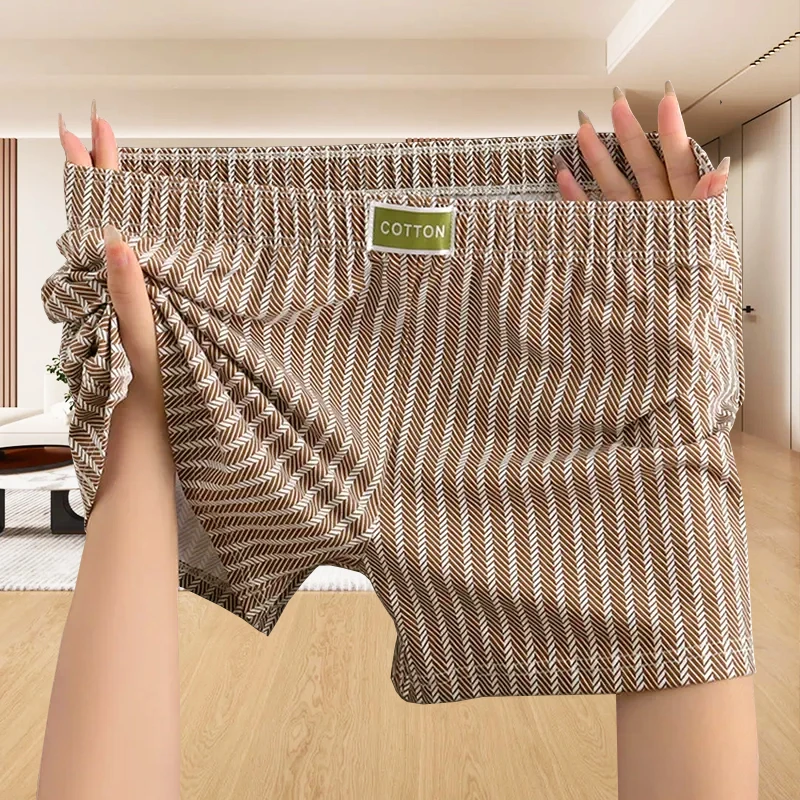 男士内裤2025新款阿罗裤男纯棉大码平角裤宽松男生透气四角短裤头