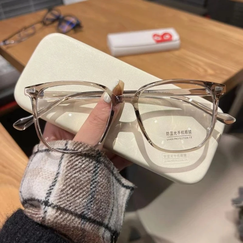 断货冷茶色!温柔小众复古方框可配度数素颜平光近视眼镜框架女