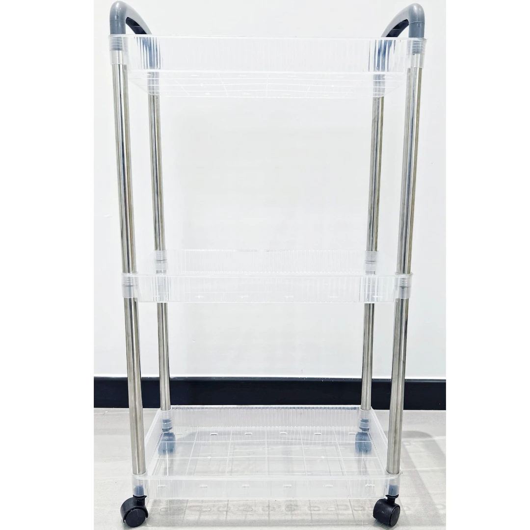 透明亚克力小推车置物架床头落地书架多层移动零食化妆品收纳架子