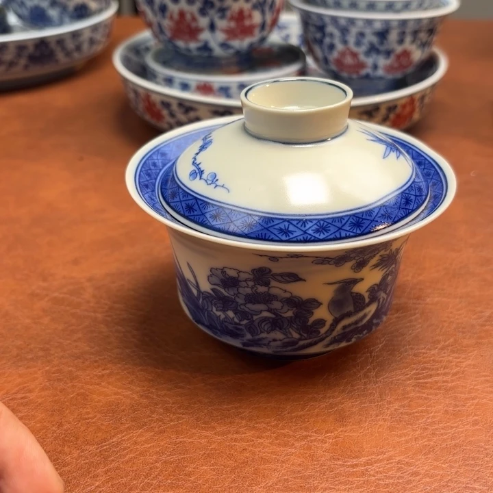 盖碗微瑕花鸟盖碗4景德镇发货