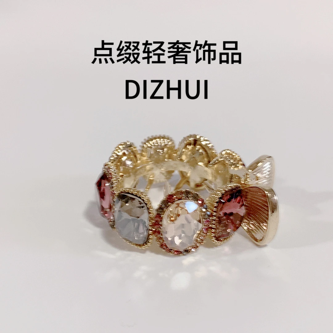 256三彩色马尾扣精致百搭发夹马尾夹轻奢镶嵌复古