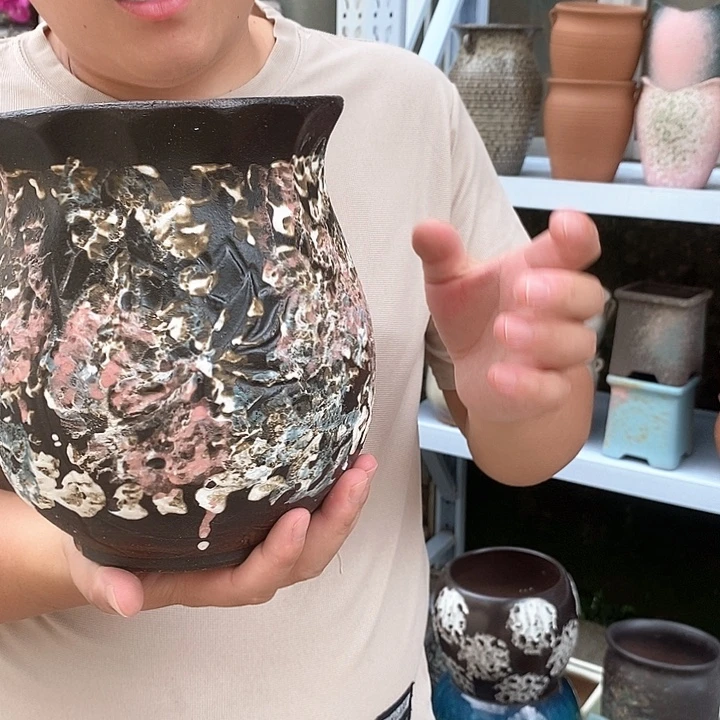 紫砂花盆口17高20瑕疵