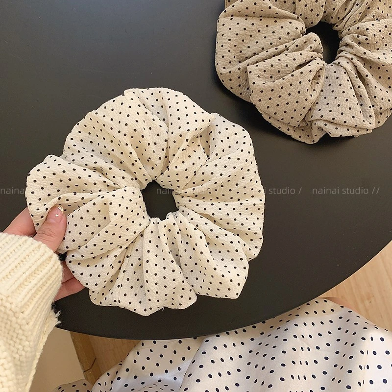 泡芙波点大肠发圈超大号高品质 法式复古盘发丸子头马尾发绳头绳