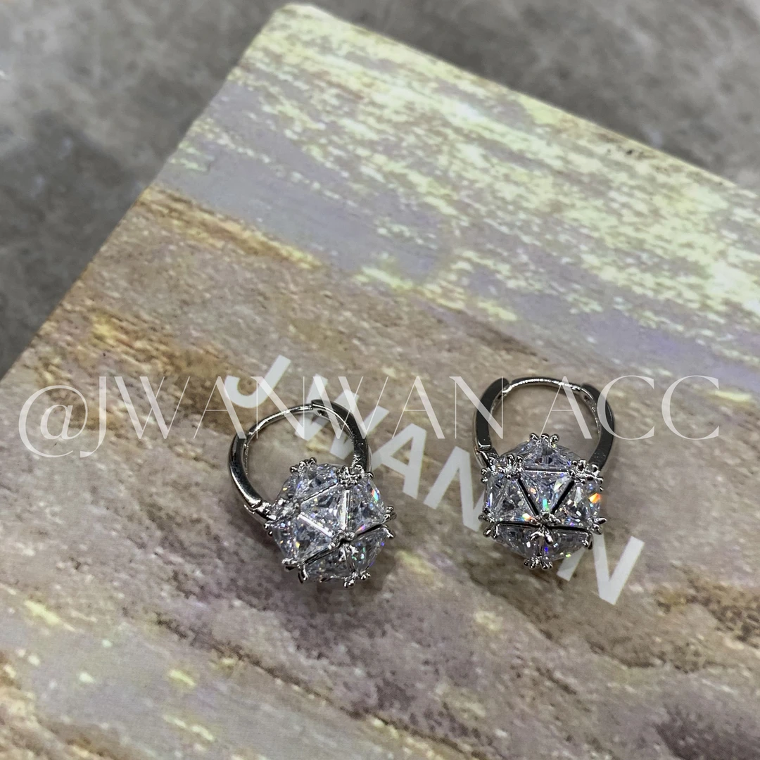 铜合金锆石耳饰 璀璨星球.施华冰晶球形耳扣01ED2708AN