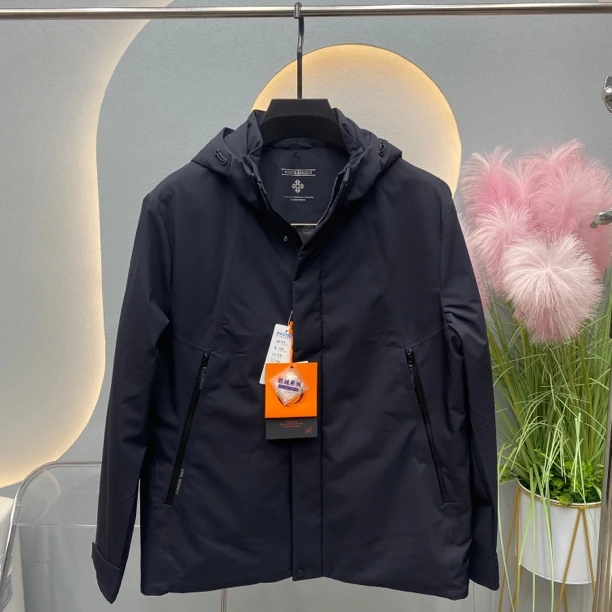 鹅绒服海平面拆帽百搭休闲羽绒服常规夹克外套轻薄通勤大衣-96715