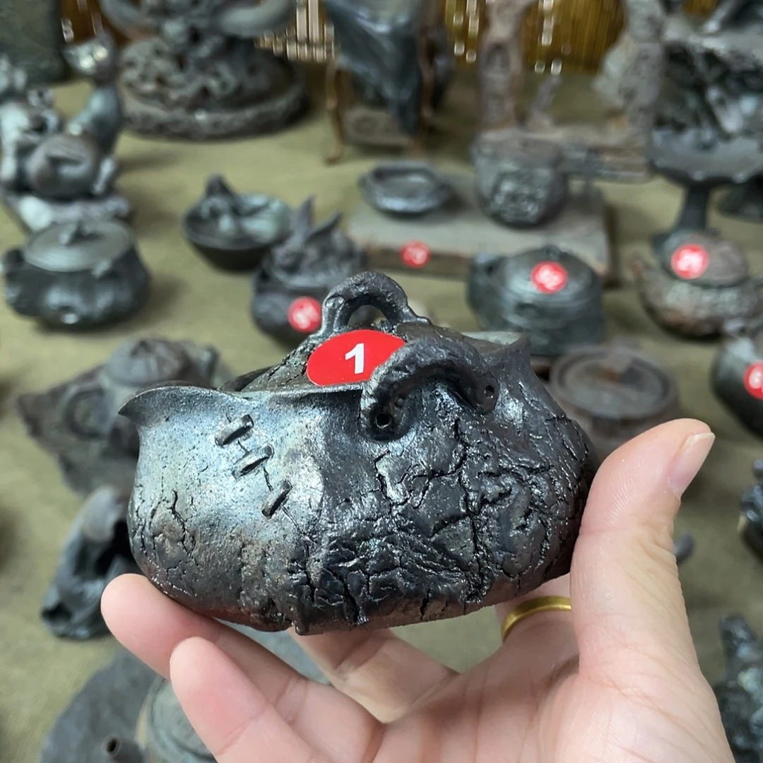 宝瓶全手捏柴烧茶器