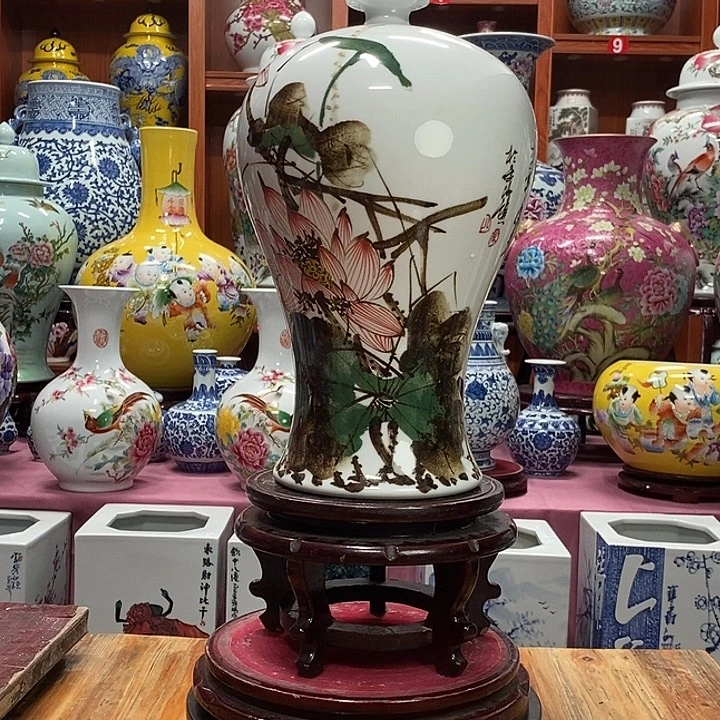 红***哥景德镇陶瓷手工手绘花瓶摆件