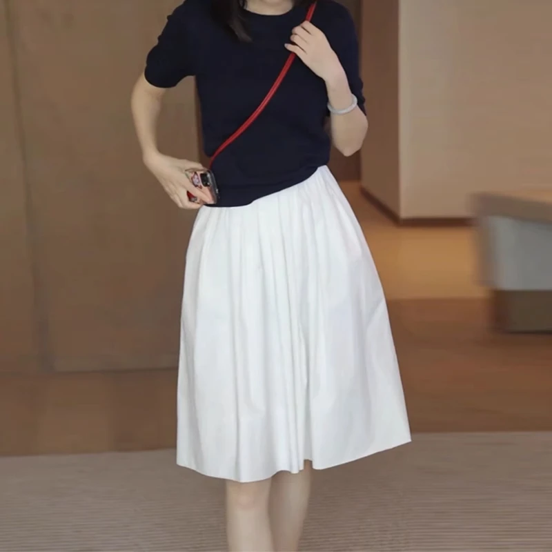 拉夏贝尔半身裙女夏季薄款2025新款高腰显瘦小个子伞裙宽松气质裙