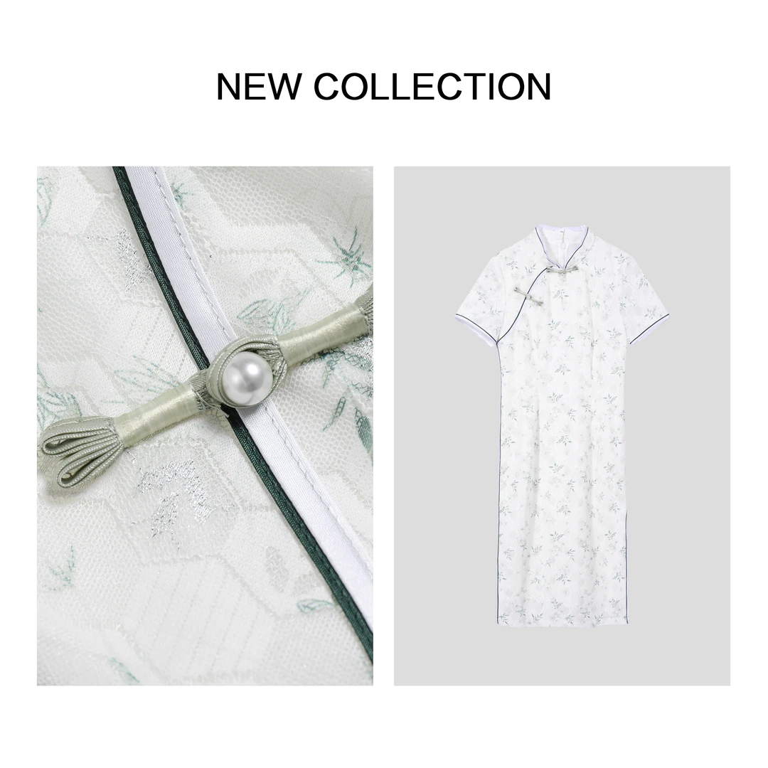 【香香专属】L5F26098 简约雅致 - 白色花卉印花修身连衣裙-6098