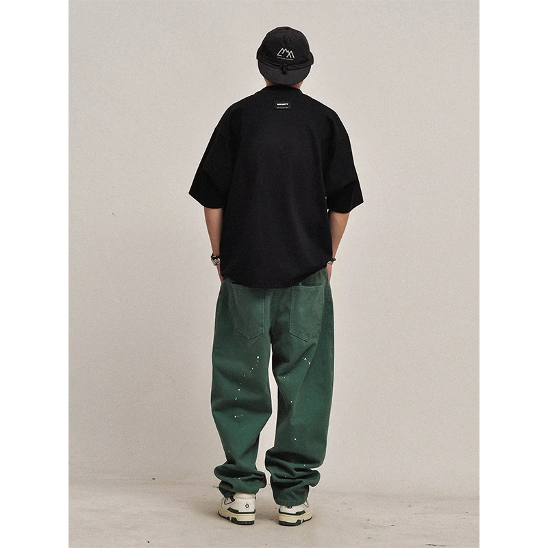 三本针重磅380克全棉！密织螺纹圆领！夏季高克重短宽纯色短袖T恤