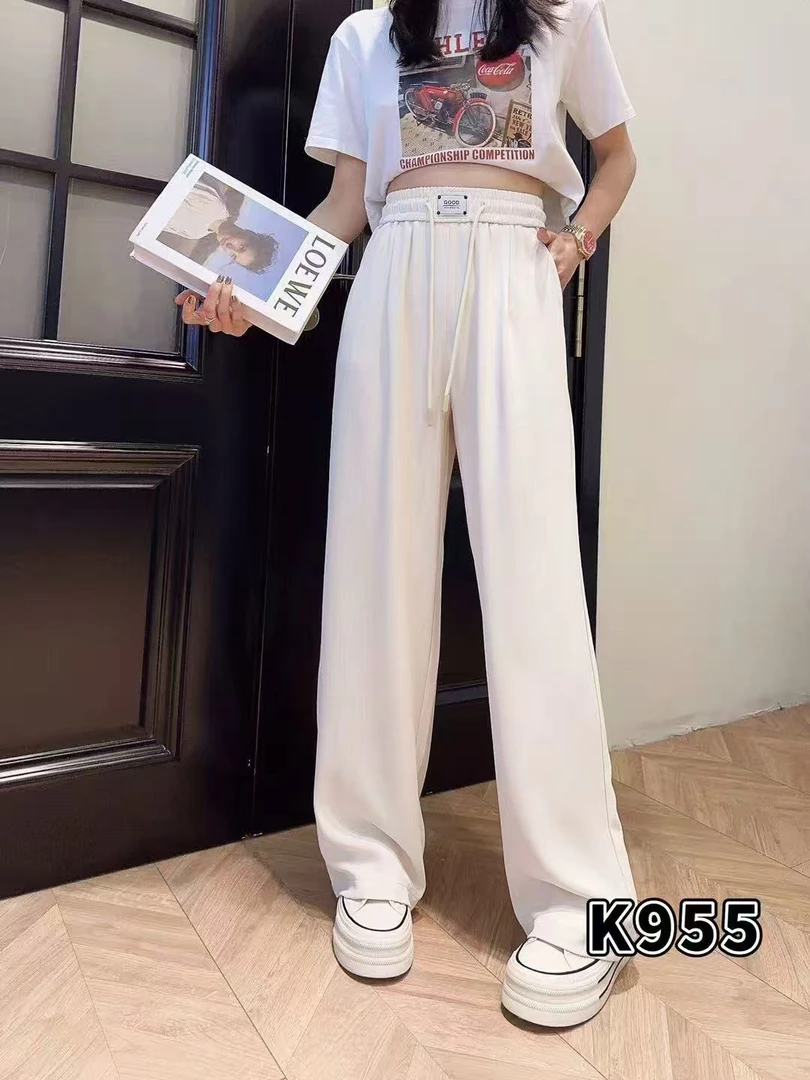 2025夏季HLN955新款韩系纯色莎莎抖抖休闲拖地裤