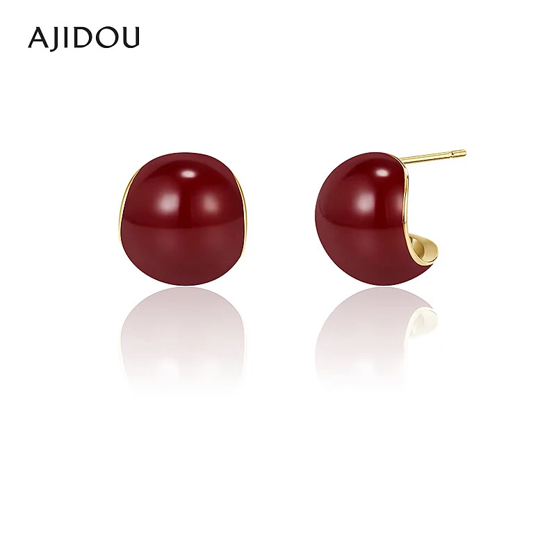 铜合金耳饰 AJIDOU阿吉豆轻奢耳饰女款红色时尚复古耳钉耳环【ZYQ】