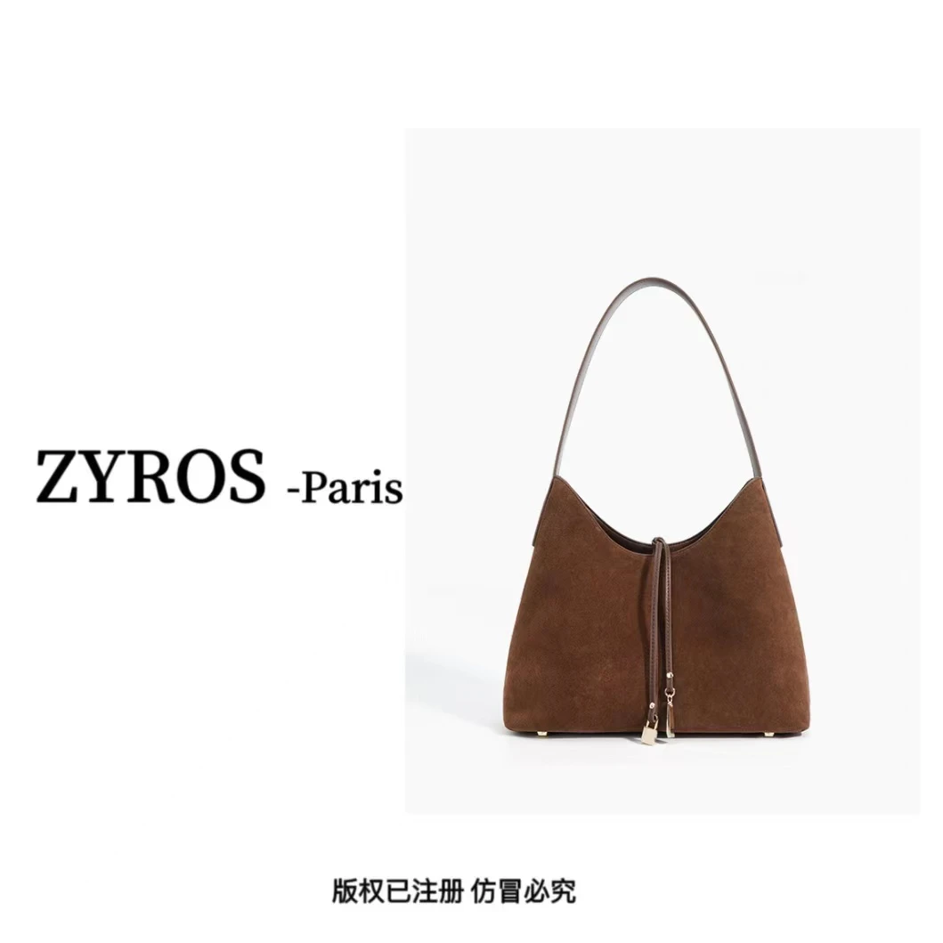 ZYROS/秋冬新款浅棕色简约大气时尚百搭单肩腋下通勤肩包女064