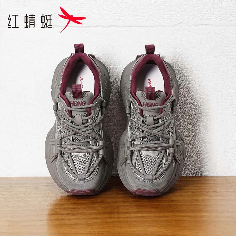 红蜻蜓厚底老爹鞋女2025春季新款小个子增高休闲鞋女生户外运动鞋