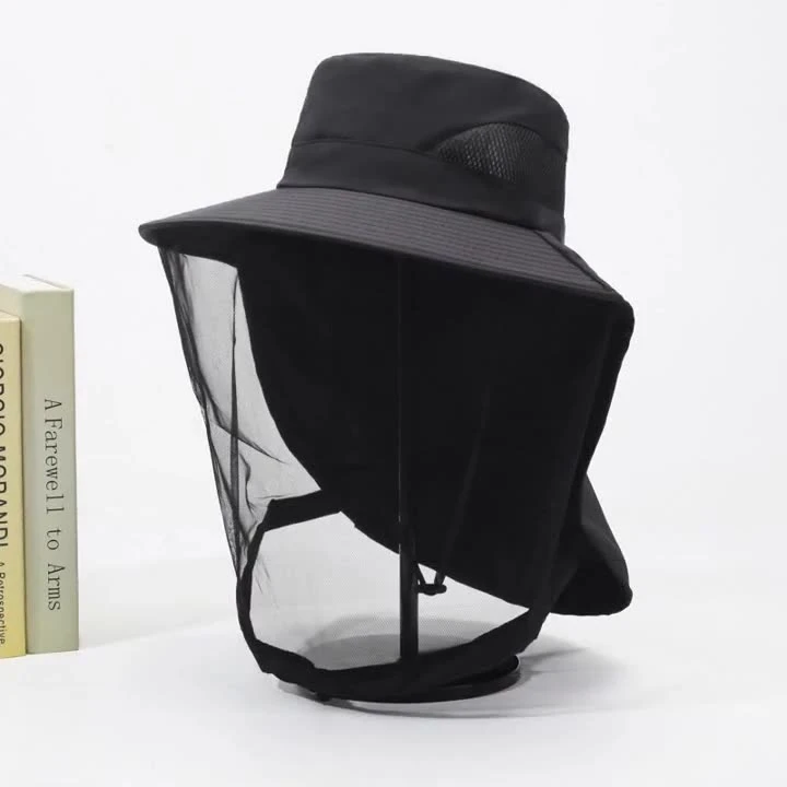 户外渔夫帽防紫外线防蚊虫遮阳网纱面罩钓鱼登山防晒帽子