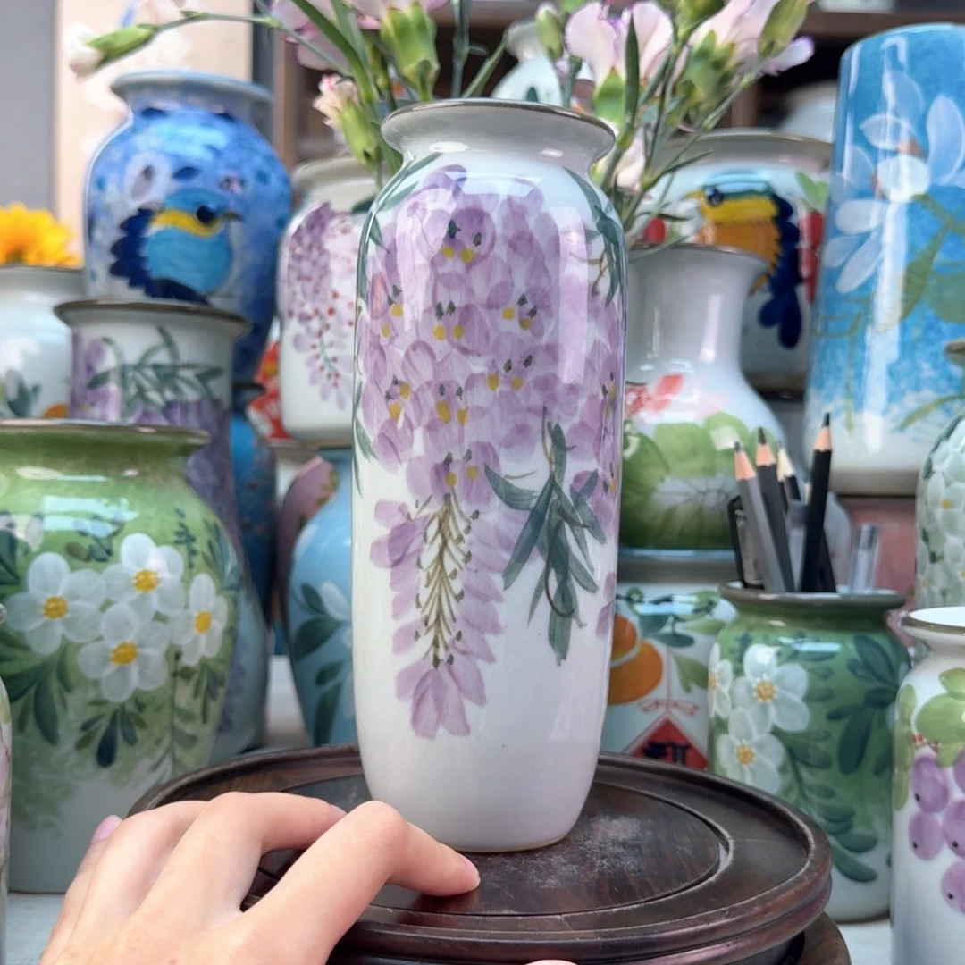 景德镇纯手绘陶瓷花瓶无孔