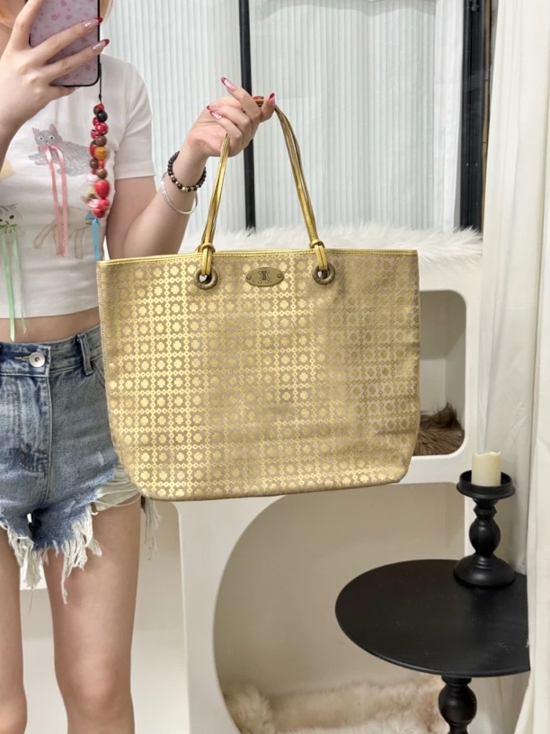95新 Celine/思琳 celine金色老花托特单肩包（K）