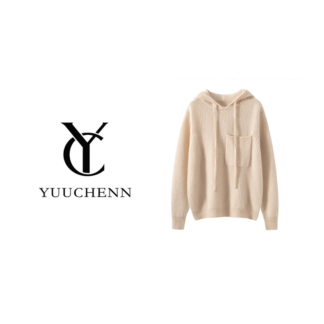 YUUCHENN羊绒元宝针连帽衫5074