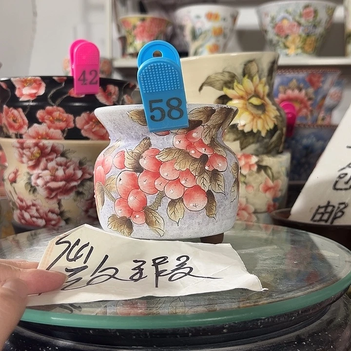 景德镇幸运花盆手绘韩式花盆
