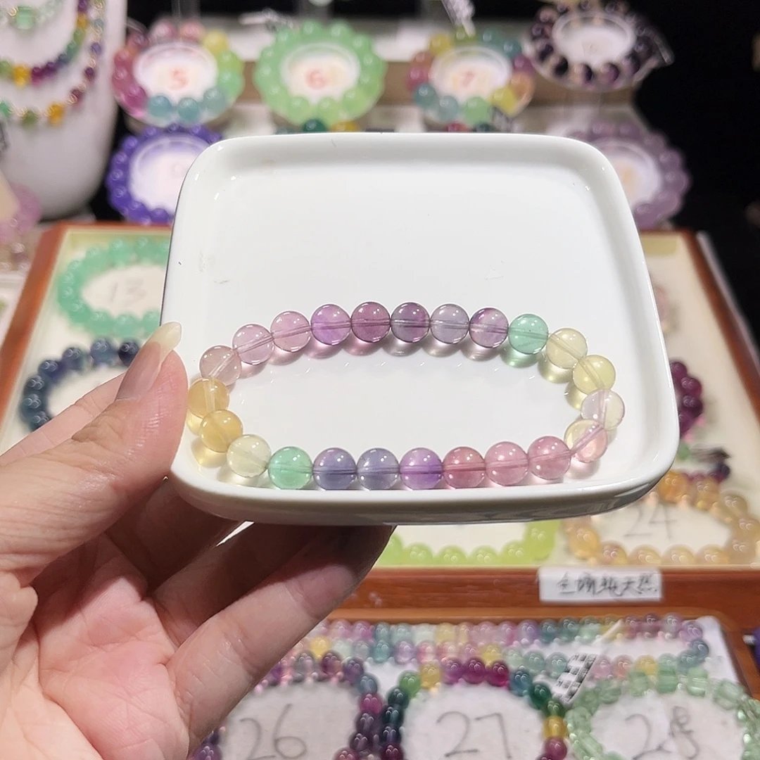 未镶嵌手串萤石玻璃体彩虹8加