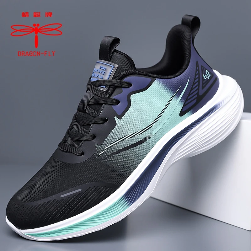 蜻蜓牌秋冬新品皮面防水透气跑步鞋防滑轻便跑鞋减震保暖百搭男鞋