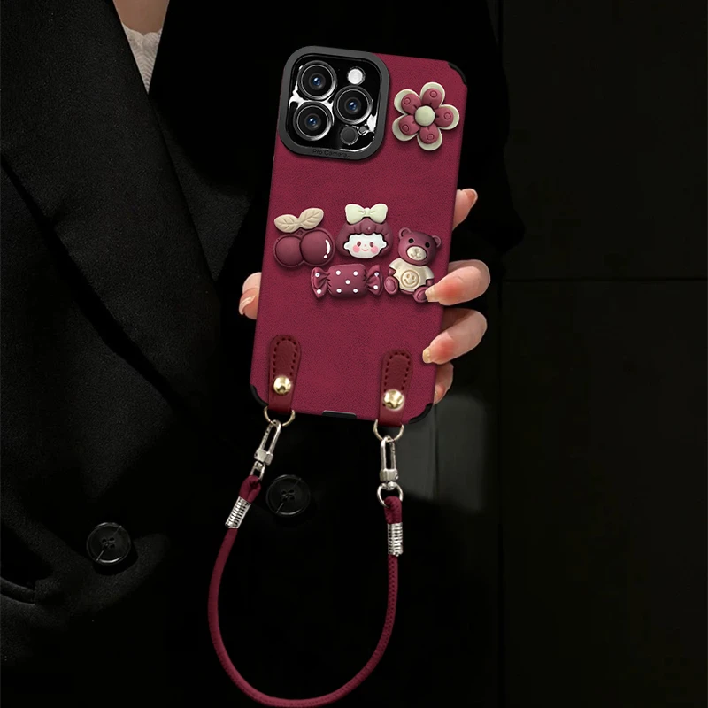 樱桃女孩适用苹果vivo华为oppo小米iPhone17瞳眼小羊皮手机壳