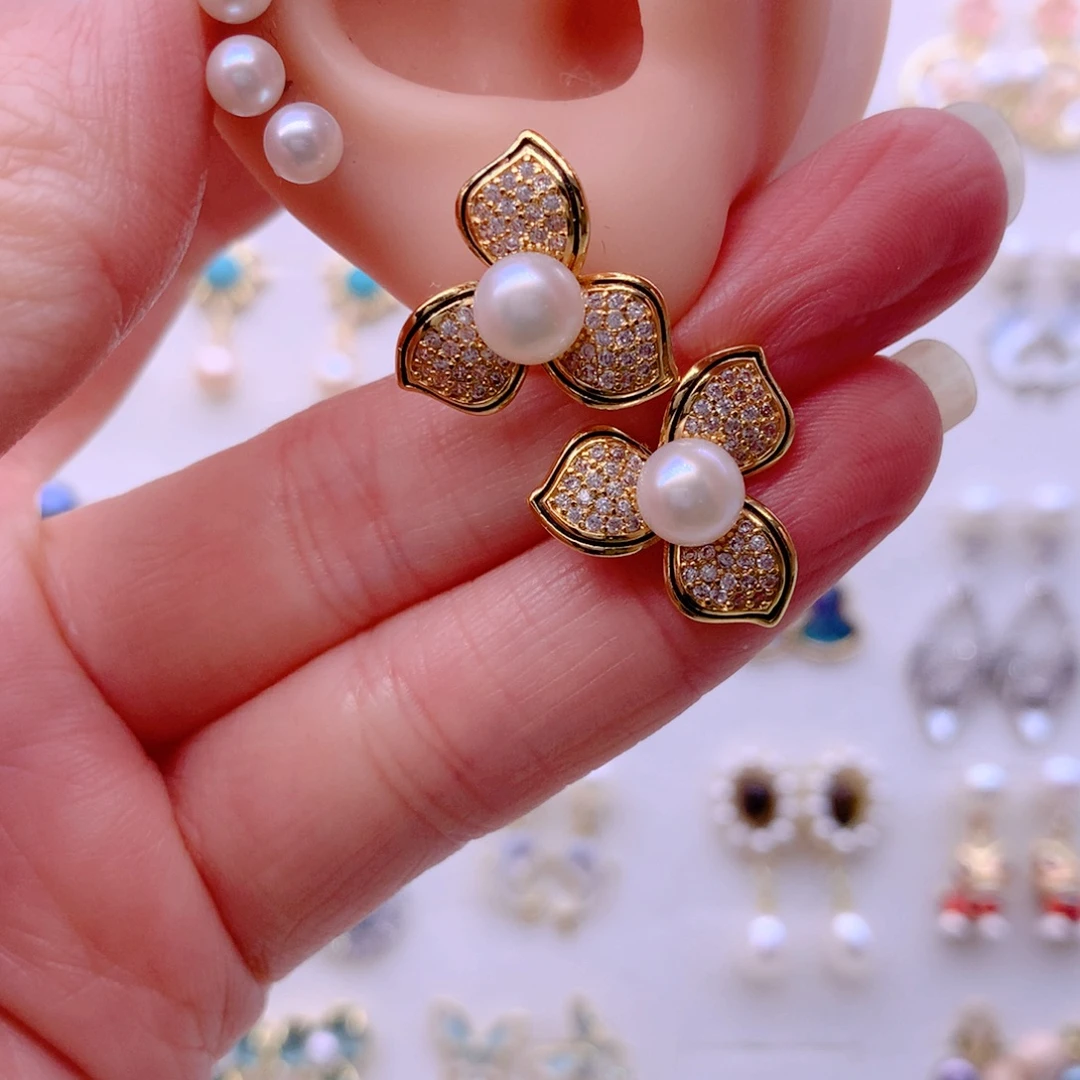 耳饰合金淡水珍珠