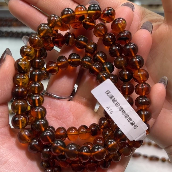 琥珀未镶嵌手串抚顺琥珀植物珀9m