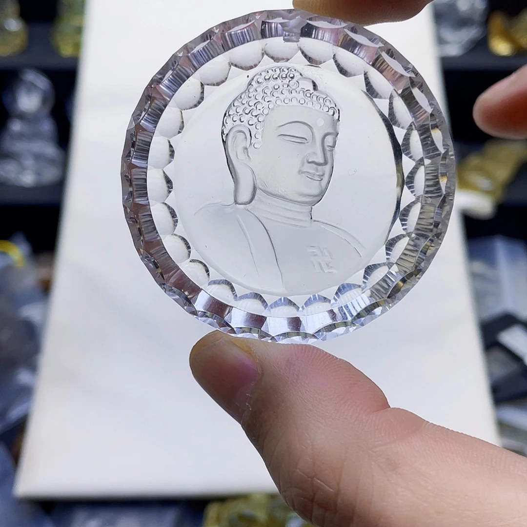 水晶未镶嵌颈饰白水晶千禧面大日如来吊坠