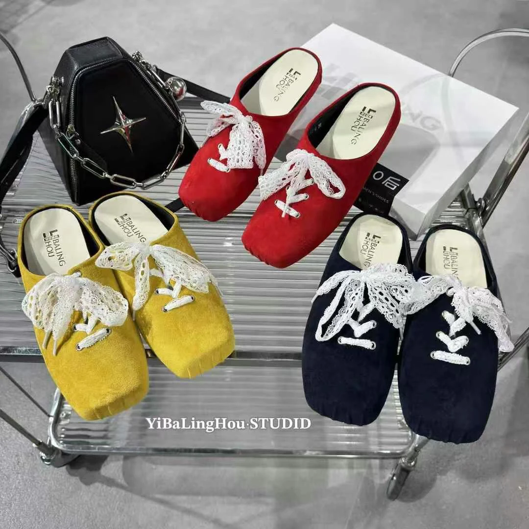 YBLH「韩货·蕾丝半拖·彩色松弛感」666-6