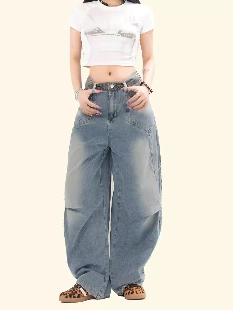 D16D蓝色“双色腰“牛仔裤（9251）