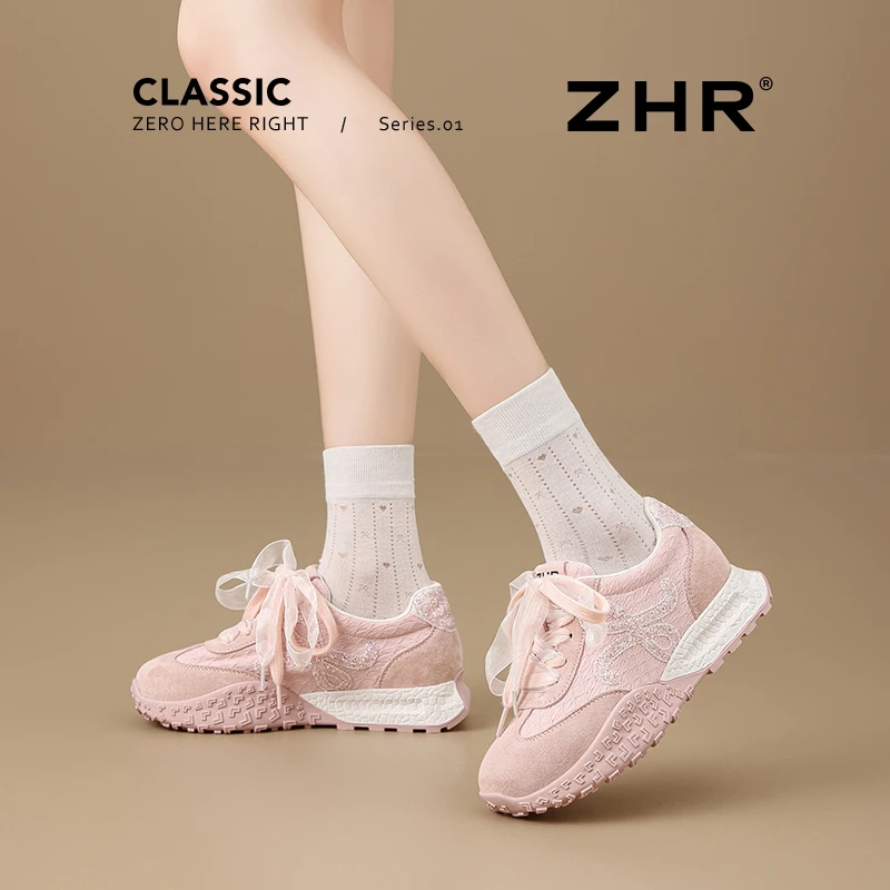 【直播间同价】ZHR则则德训鞋女2025春夏新款运动休闲软底阿甘鞋女